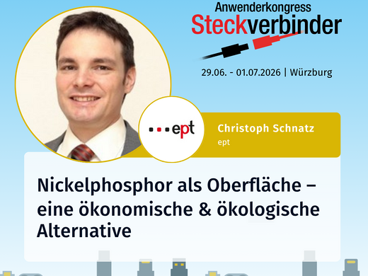 ept håller ett föredrag om nickel-fosfor som ytbehandling vid kontaktdonkongressen 2026 i Würzburg